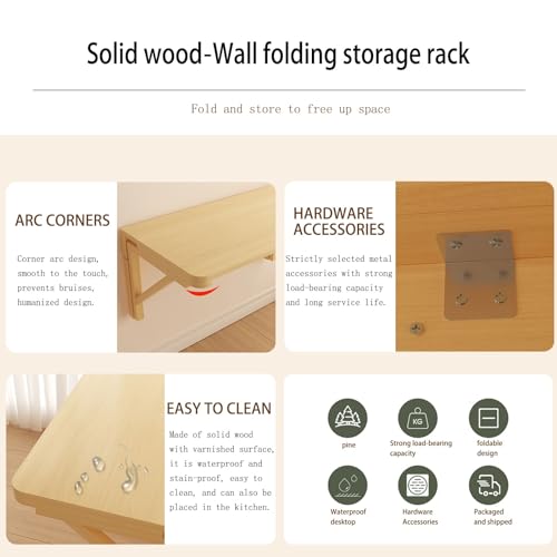 Klappschreibtisch Wandmontage 60x40 cm, Massivholz, Platzsparend & schwebend für kleine Räume