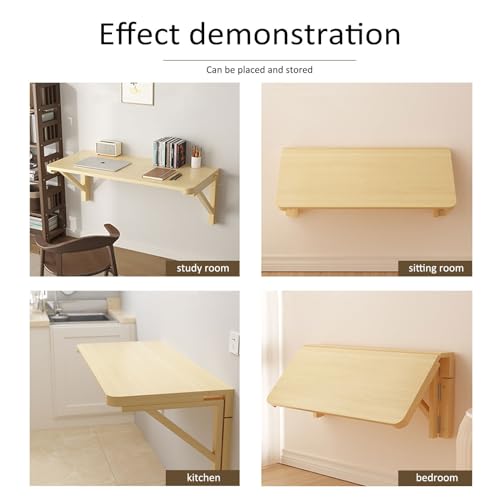 Klappschreibtisch Wandmontage 60x40 cm, Massivholz, Platzsparend & schwebend für kleine Räume