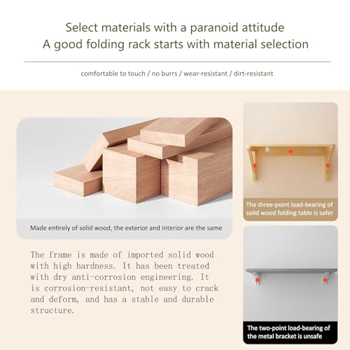 Klappschreibtisch Wandmontage 60x40 cm, Massivholz, Platzsparend & schwebend für kleine Räume