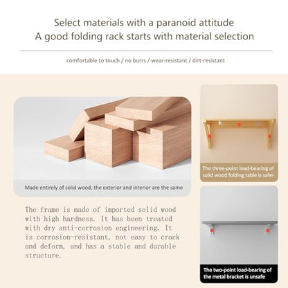 Klappschreibtisch Wandmontage 60x40 cm, Massivholz, Platzsparend & schwebend für kleine Räume