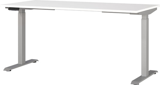 Germania 7908-639 Schreibtisch Weiß/Silber, Elektrisch höhenverstellbar, 160 x 120 x 80 cm