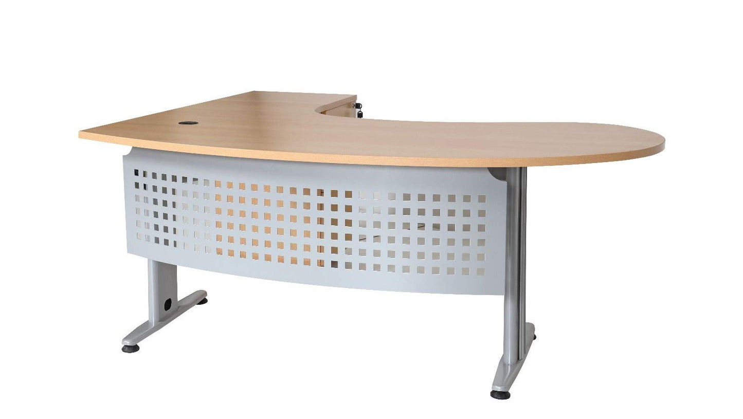 Furni24 Gela Winkeltisch Buche Dekor rechts, Große Arbeitsfläche, inkl. Beistellcontainer