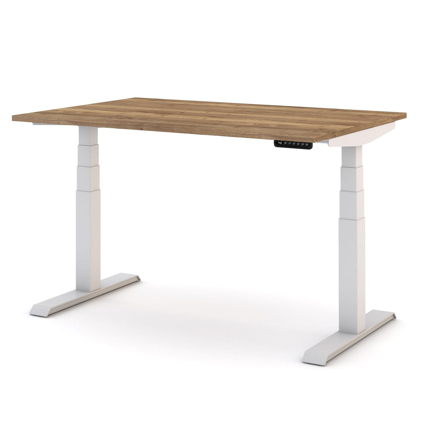 ASSMANN Pitino 140x70 cm, Elektrisch höhenverstellbar, Eiche Tabak/Weiß, Memory & Kollisionsschutz