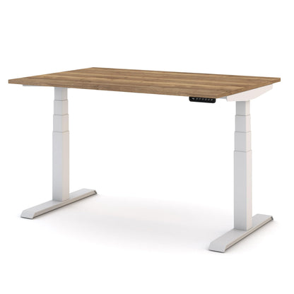 ASSMANN Pitino 140x70 cm, Elektrisch höhenverstellbar, Eiche Tabak/Weiß, Memory & Kollisionsschutz