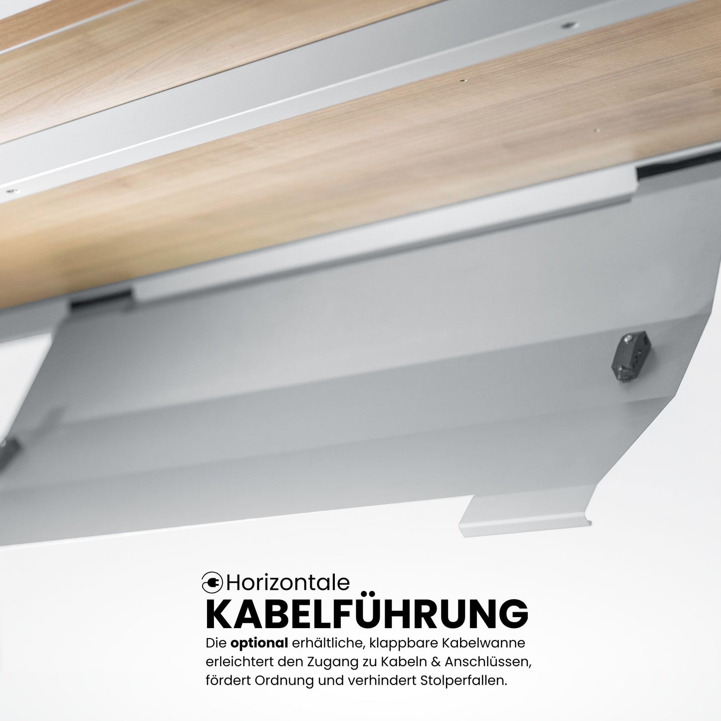 bümö R-Serie Schreibtisch 200x100 cm, Weiß/Silber, Manuell höhenverstellbar, Großer PC-Tisch