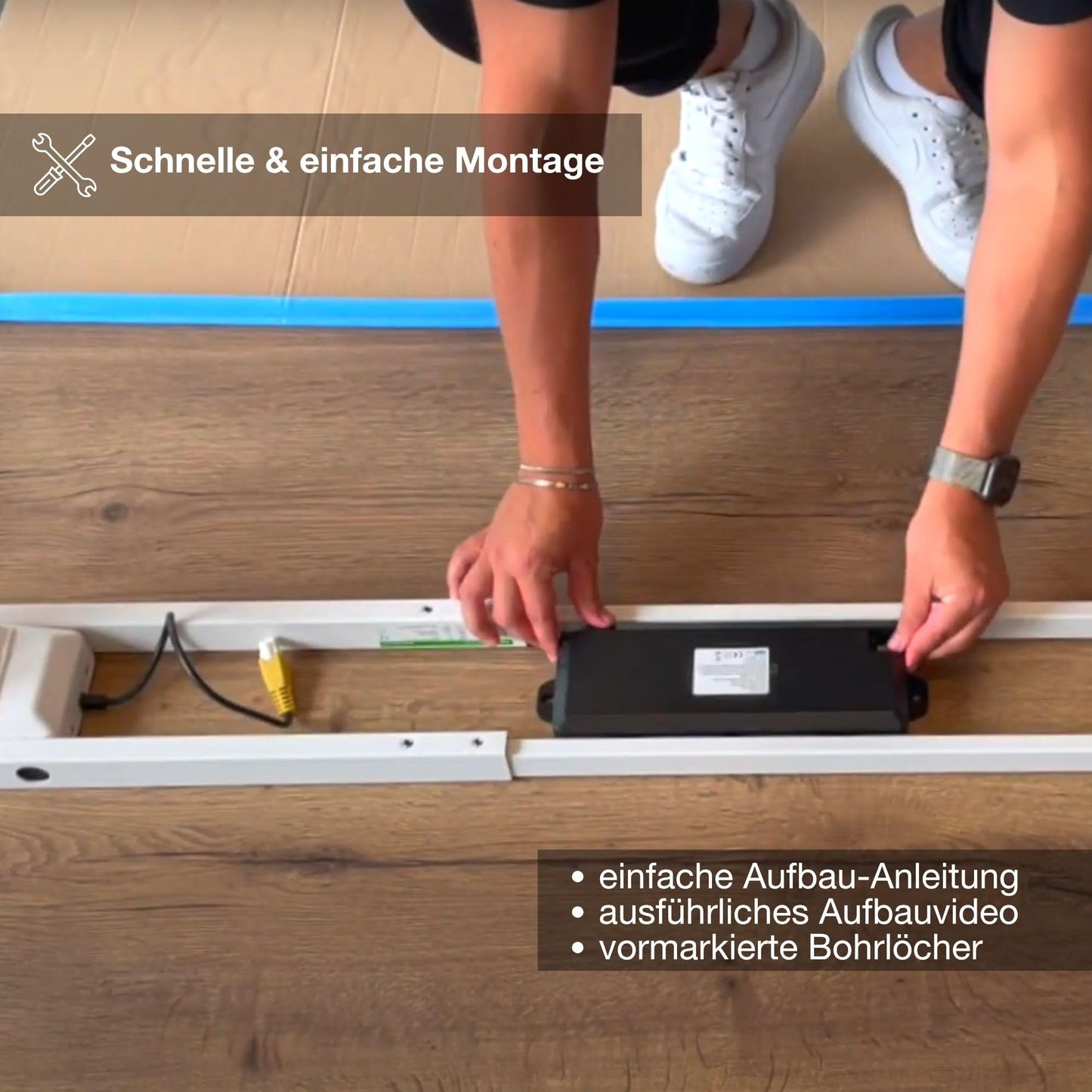 ASSMANN Pitino 140x70 cm, Elektrisch höhenverstellbar, Eiche Tabak/Weiß, Memory & Kollisionsschutz