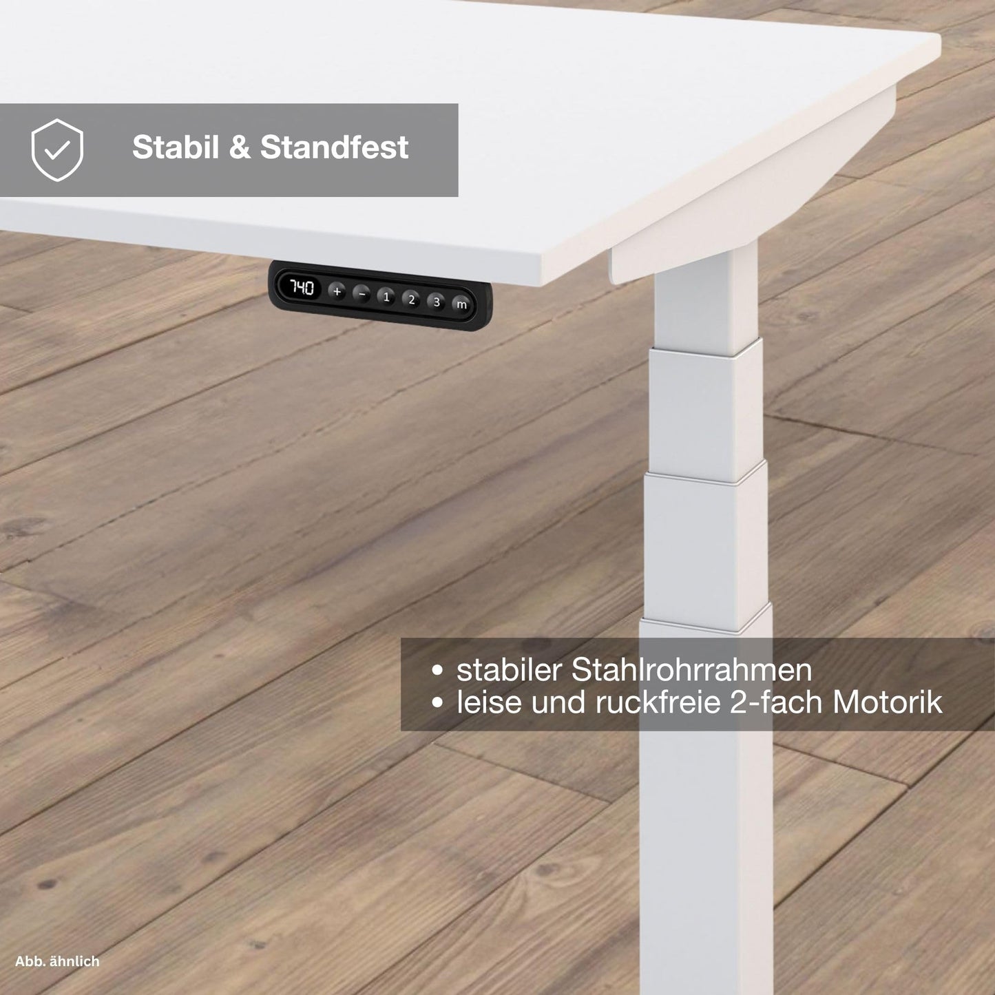 ASSMANN Pitino Curved 140x80 cm, Elektrisch höhenverstellbar, Anthrazit/Weiß, 5 Jahre Garantie