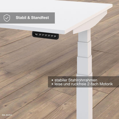 ASSMANN Pitino Curved 140x80 cm, Elektrisch höhenverstellbar, Anthrazit/Weiß, 5 Jahre Garantie