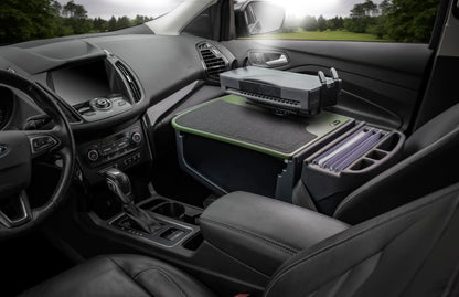AutoExec Efficiency GripMaster KFZ-Schreibtisch, Armeegrün, mit Druckerständer für mobiles Büro