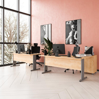 Furni24 Dona Winkeltisch Eiche, 180x120x74 cm, inkl. Beistellcontainer rechts gewinkelt