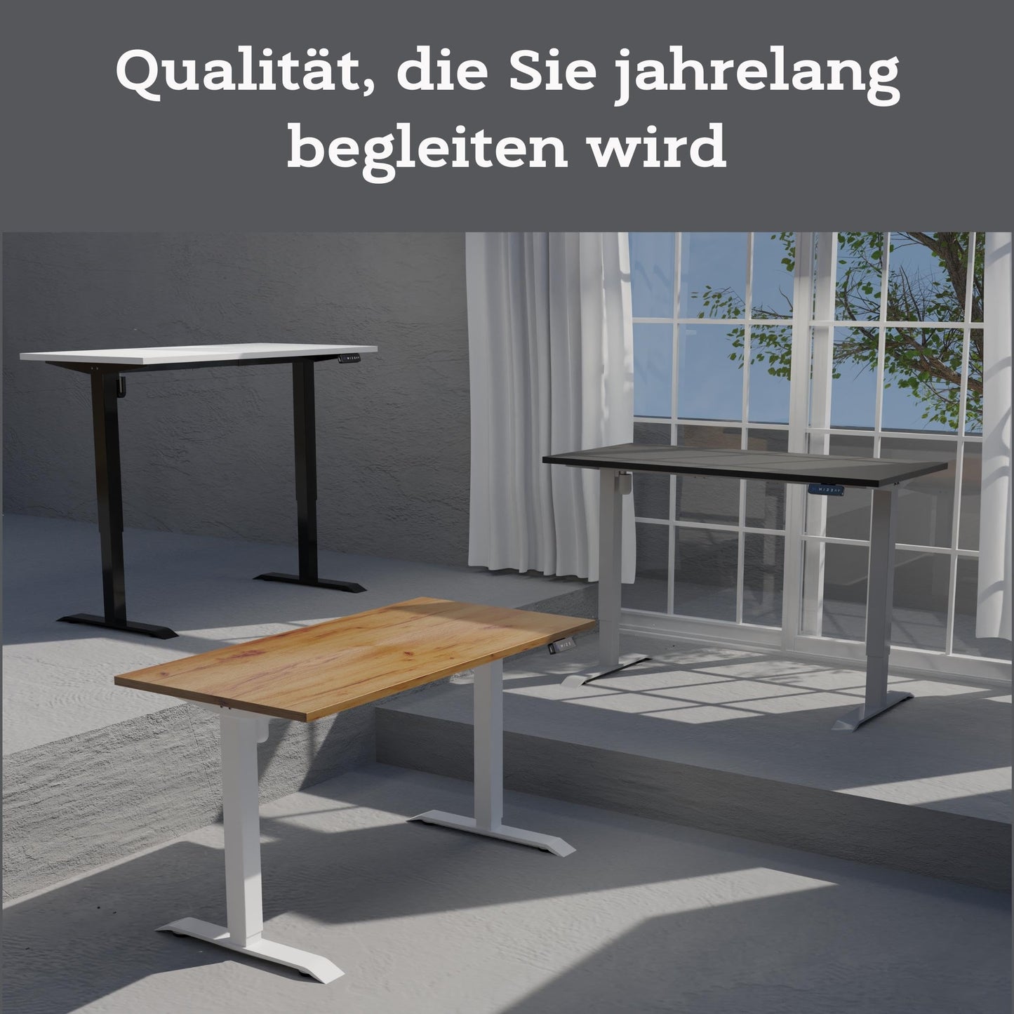 POKAR Schreibtisch Elektrisch höhenverstellbar, Lichtgrau, 140 x 80 cm