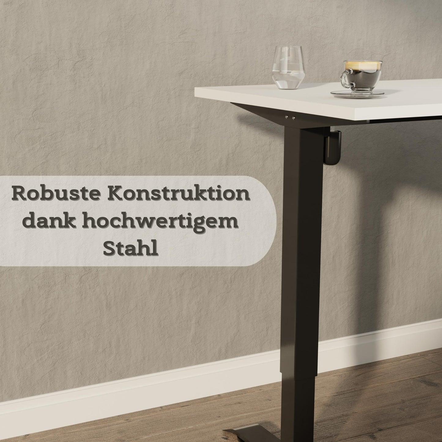POKAR Schreibtisch Elektrisch höhenverstellbar, Lichtgrau, 140 x 80 cm